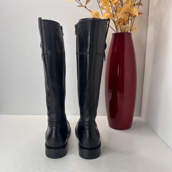 Frye Melissa Button Leather Equestrian Tall Riding Boots Black Women 7.5B - Picture 4 of 8